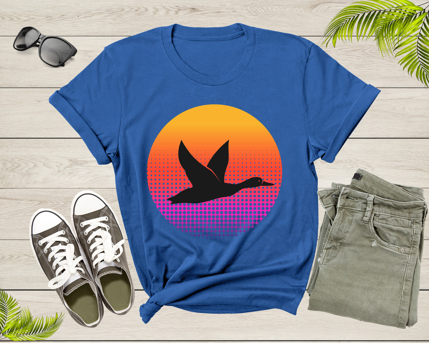 Cool Flying Duck Animal Silhouette at Sunset Nature Bird T-Shirt Duck Bird T Shirt for Men Women Kids Boys Girls Duck Hunting Hunter Gift