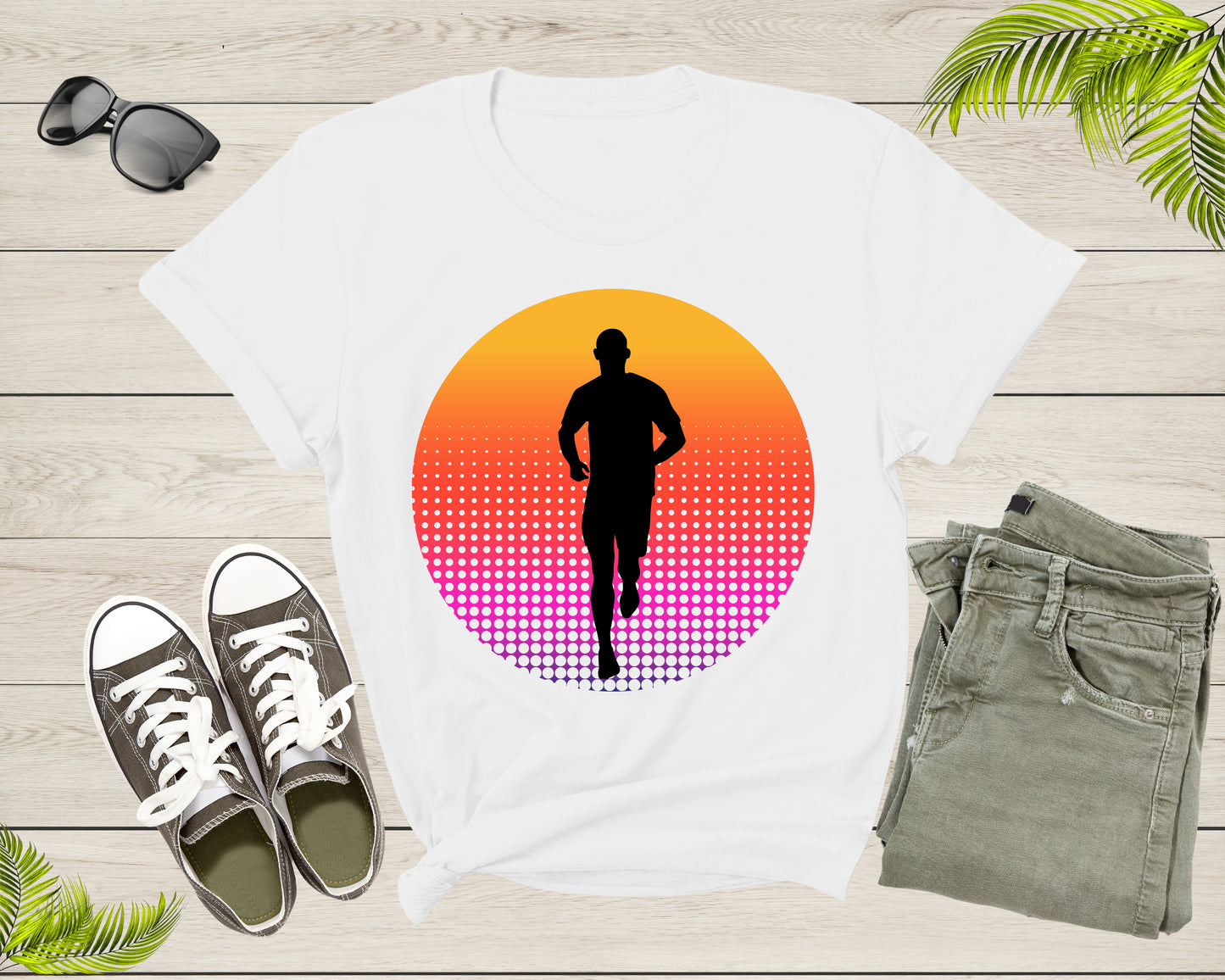 Cool Running Man Silhouette Runner Athlete Marathon Sprinter T-Shirt Runner T Shirt Gift for Men Women Kids Boys Girls Sport GYM Tshirt