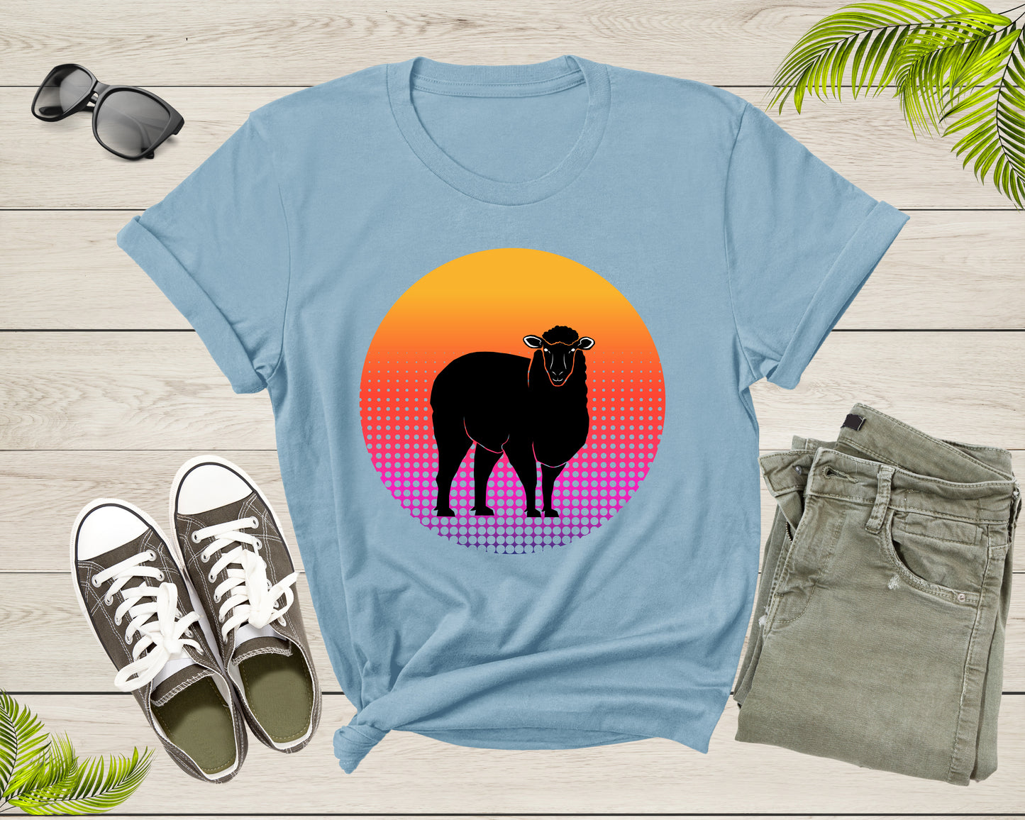Cool Sheep Animal Silhouette Farm Animal at Sunset Livestock T-Shirt Farmer T Shirt Gift for Men Women Kids Boys Girls Sheep Lover Tshirt