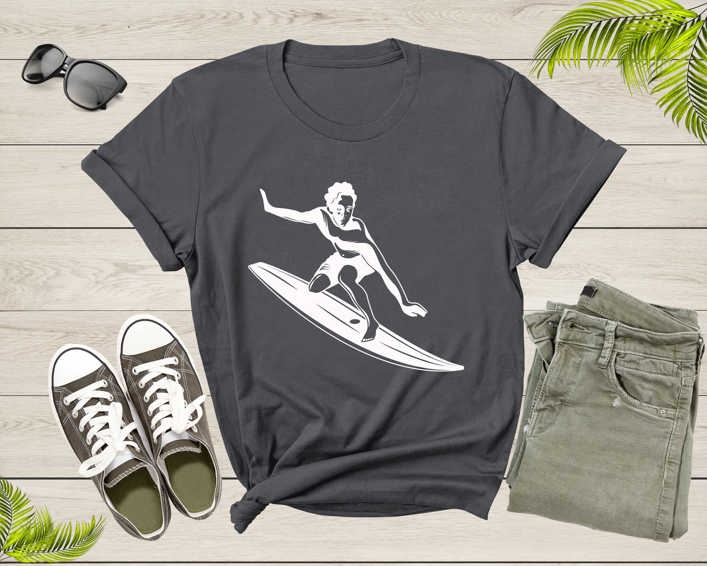 Cool Surfing in the Sea Ocean Surfboard for Men Women Kids T-Shirt Surfer Gift T Shirt for Men Women Kids Boys Girls Surf Graphic Tshirt
