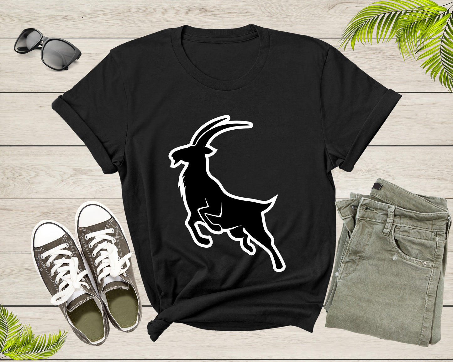 Cool Wild Goat Animal Horn Livestock Silhouette Capricorn T-Shirt Goat Lover Shirt Farm Animal Goat Gift Tshirt Farm Life Animal Lover Shirt