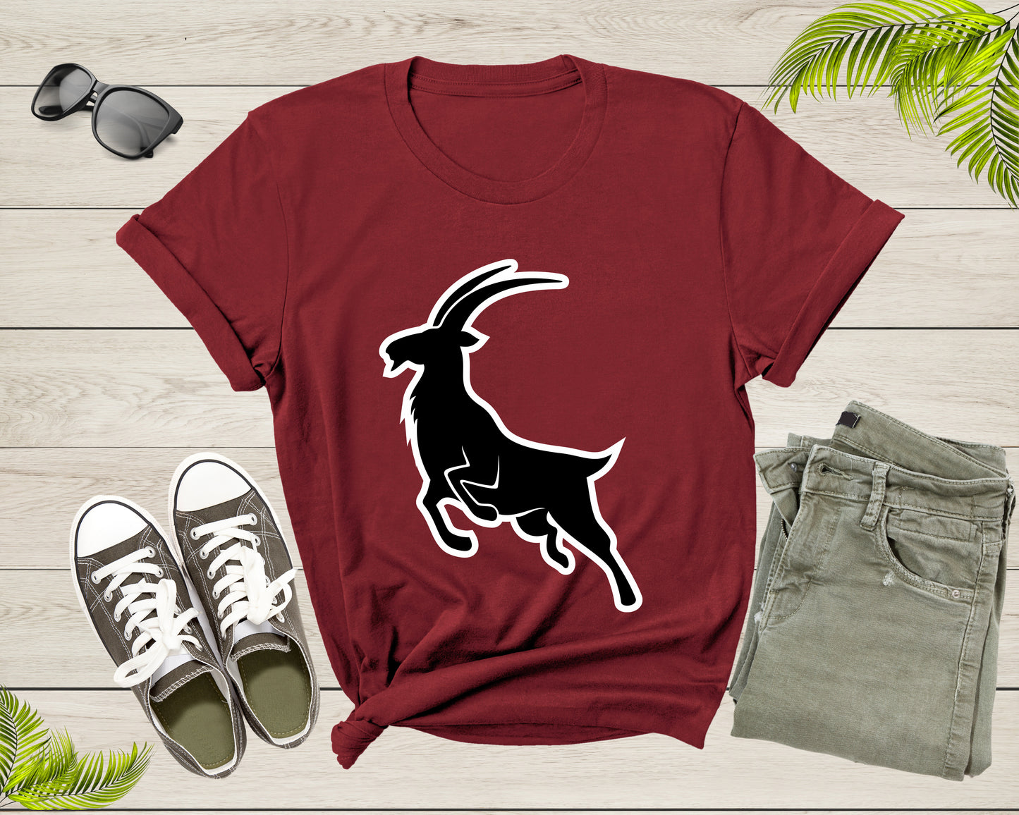 Cool Wild Goat Animal Horn Livestock Silhouette Capricorn T-Shirt Goat Lover Shirt Farm Animal Goat Gift Tshirt Farm Life Animal Lover Shirt