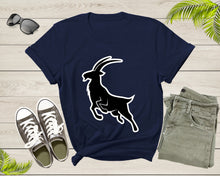 Load image into Gallery viewer, Cool Wild Goat Animal Horn Livestock Silhouette Capricorn T-Shirt Goat Lover Shirt Farm Animal Goat Gift Tshirt Farm Life Animal Lover Shirt