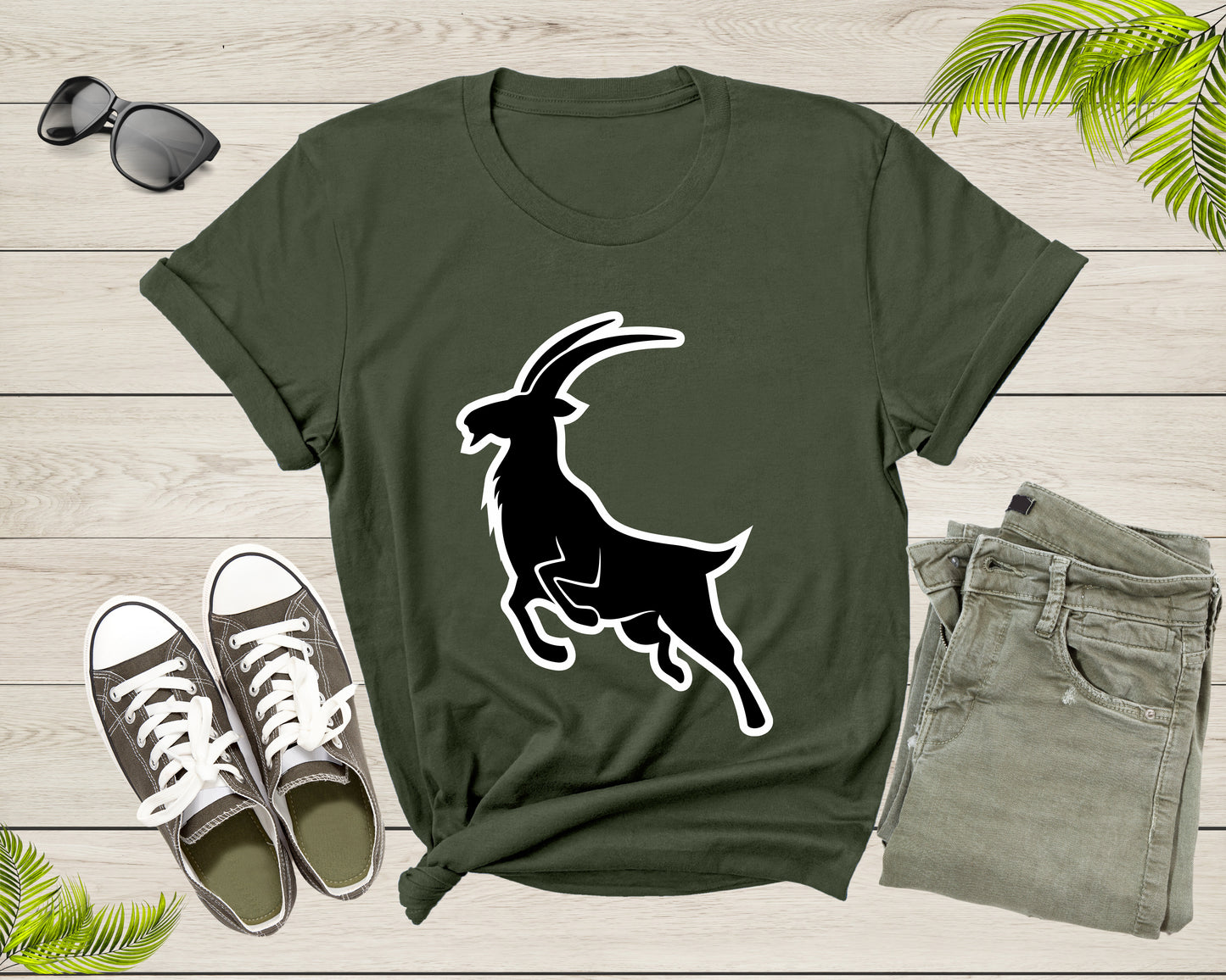 Cool Wild Goat Animal Horn Livestock Silhouette Capricorn T-Shirt Goat Lover Shirt Farm Animal Goat Gift Tshirt Farm Life Animal Lover Shirt