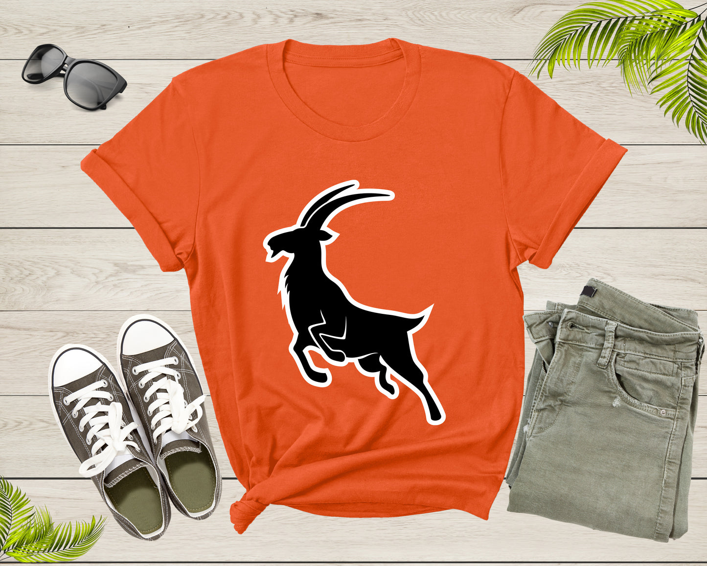 Cool Wild Goat Animal Horn Livestock Silhouette Capricorn T-Shirt Goat Lover Shirt Farm Animal Goat Gift Tshirt Farm Life Animal Lover Shirt