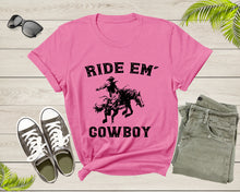 Load image into Gallery viewer, Cowboy Horse Rider Shirt Animal Gifts For Men Women Girls Kids Boy Tshirt Cowgirl Western Rodeo Shirt Vintage Wild West Texas Cowboy Tshirt