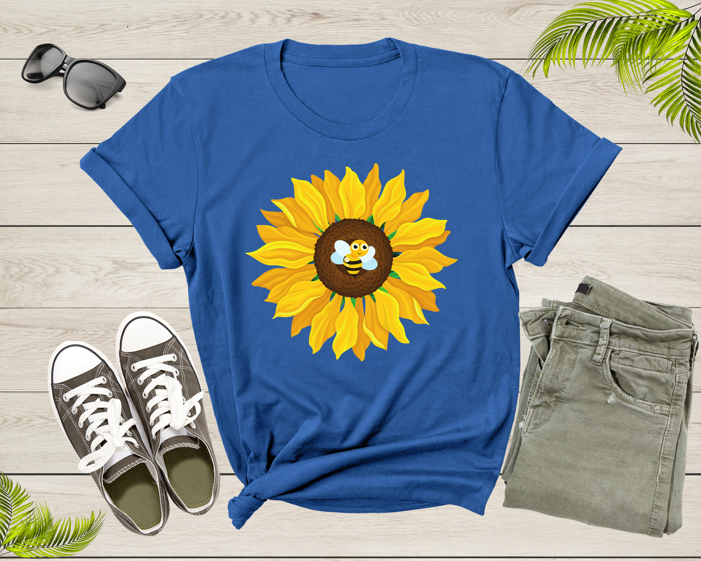 Cute Bumble Bee Yellow Sunflower Blossom Petal Flower Plant T-Shirt Sunflower Lover Gift T Shirt for Men Women Kids Boys Girls TShirt