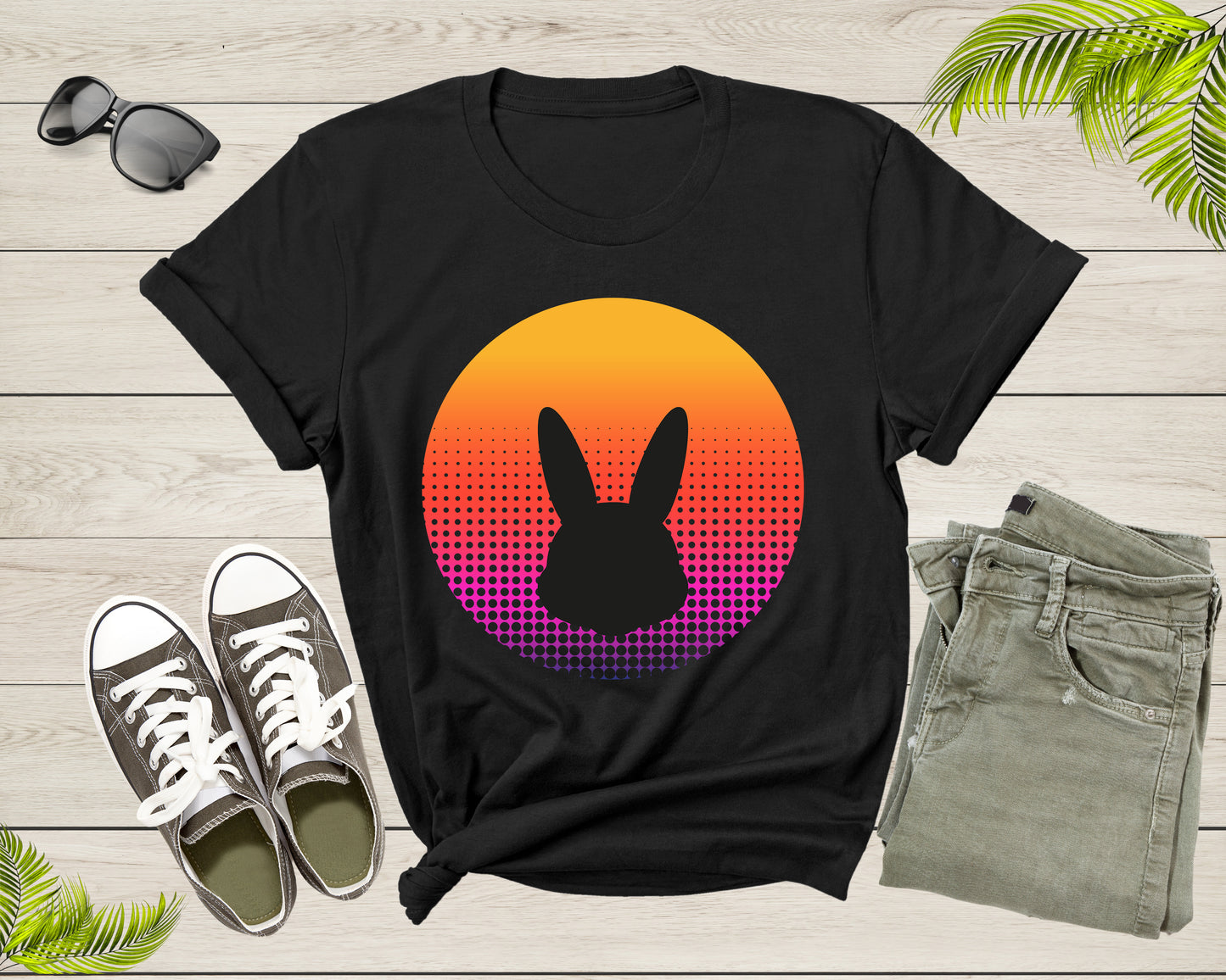 Cute Bunny Rabbit Animal Silhouette at Sunset for Men Women T-Shirt Bunny Lover Gift T Shirt for Men Women Kids Boys Girls Graphic TShirt