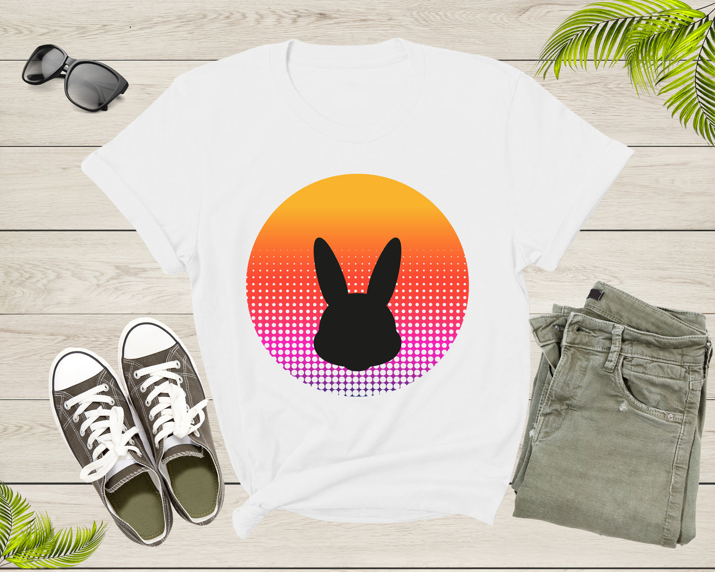 Cute Bunny Rabbit Animal Silhouette at Sunset for Men Women T-Shirt Bunny Lover Gift T Shirt for Men Women Kids Boys Girls Graphic TShirt