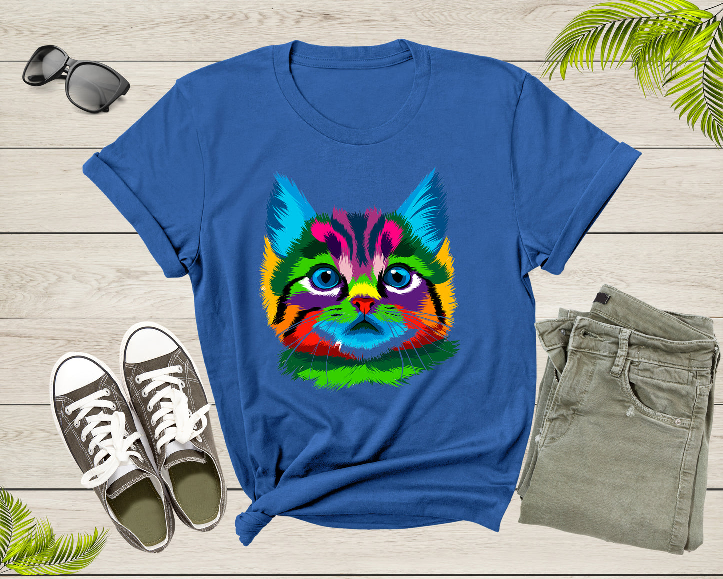 Cute Cool Colorful Cat Face Kitten Kitty Pet Cuddly Cat T-Shirt Cat Lover Gift T Shirt for Men Women Kids Boys Girls Kitten Graphic TShirt