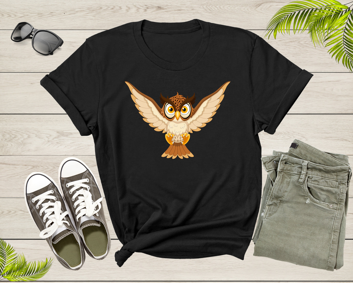 Cute Cool Flying Owl Bird of Night Hooter Owlet Owleez Bird T-Shirt Owl Lover Gift T Shirt for Men Women Kids Boys Girls Graphic Tshirt