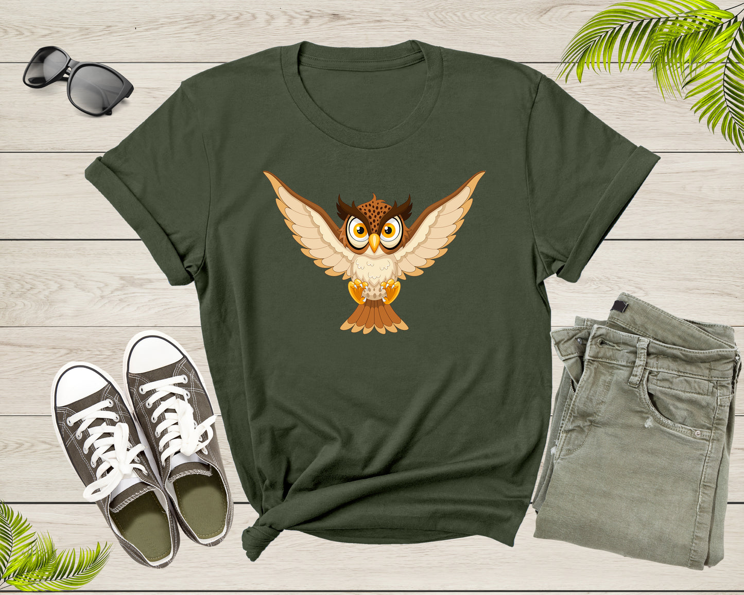 Cute Cool Flying Owl Bird of Night Hooter Owlet Owleez Bird T-Shirt Owl Lover Gift T Shirt for Men Women Kids Boys Girls Graphic Tshirt