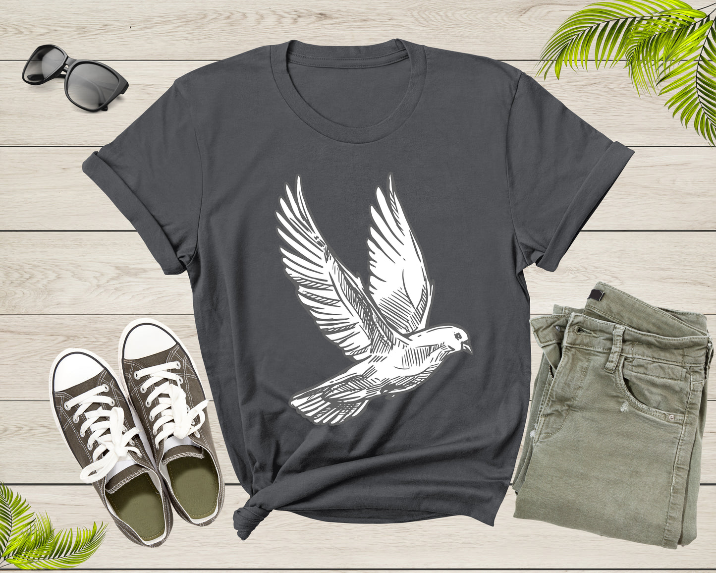 Cool Flying White Dove Pigeon Bird Animal Sketch Art Drawing T-Shirt Dove Pigeon Bird Lover T Shirt Gift for Men Women Kids Boys Girls