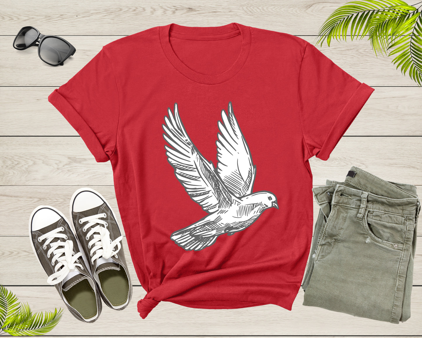 Cool Flying White Dove Pigeon Bird Animal Sketch Art Drawing T-Shirt Dove Pigeon Bird Lover T Shirt Gift for Men Women Kids Boys Girls