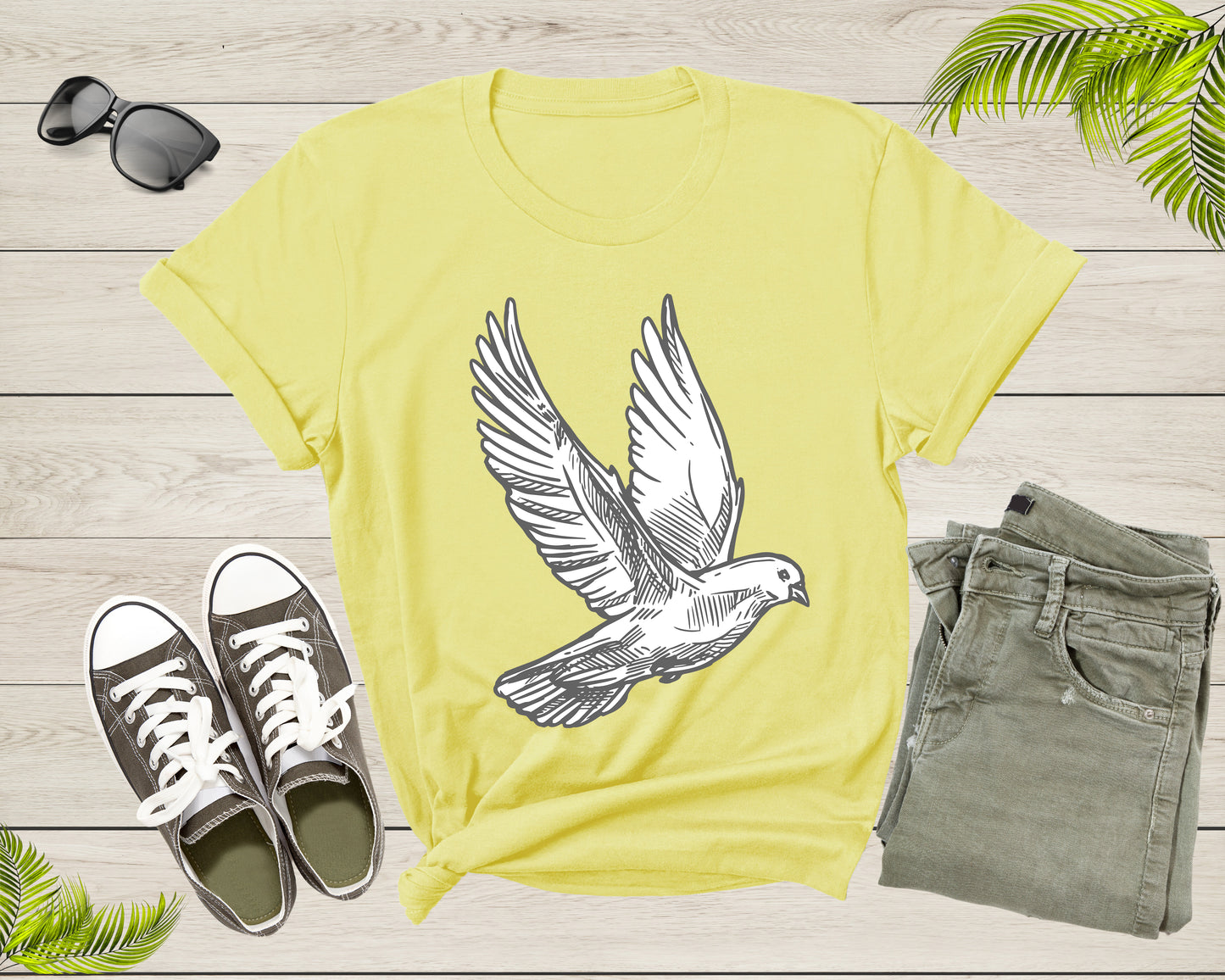 Cool Flying White Dove Pigeon Bird Animal Sketch Art Drawing T-Shirt Dove Pigeon Bird Lover T Shirt Gift for Men Women Kids Boys Girls