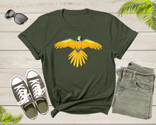 Load image into Gallery viewer, Cute Flying Blue Yellow Parrot Tropic Exotic Bird Design T-Shirt Parrot Lover Gift T Shirt for Men Women Kids Boys Girls Graphic Tshirt