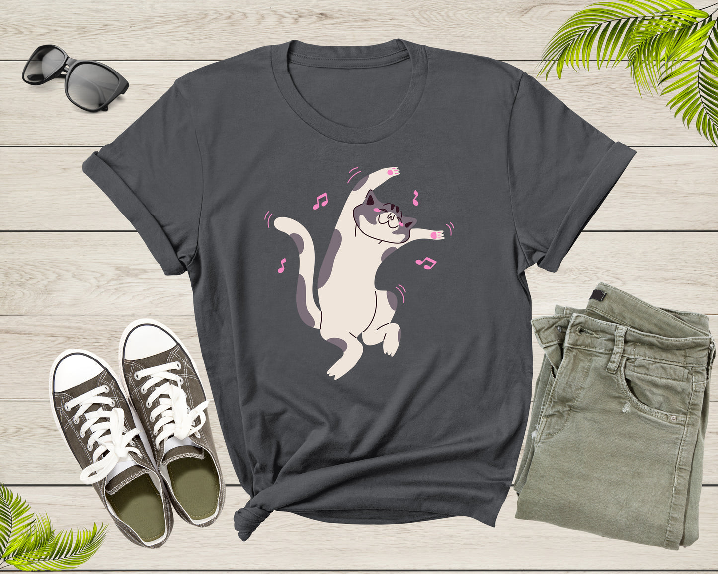 Cute Funny Dancing Cat Kitty Kitten Music Note For Men Women T-shirt Cat Lover Funny Cat Shirt Cat Lover Cat Owner Gift Pet Lover Shirt