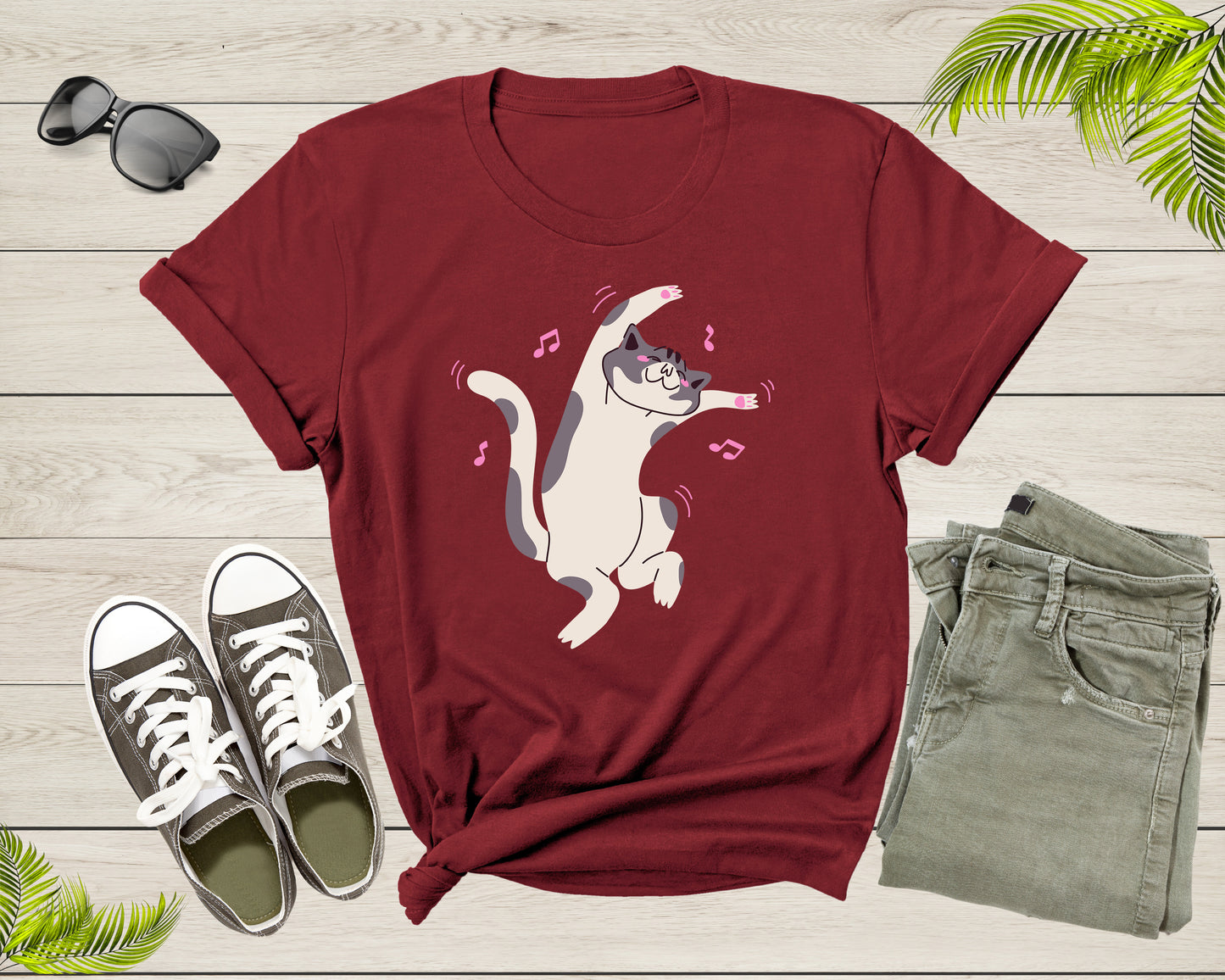 Cute Funny Dancing Cat Kitty Kitten Music Note For Men Women T-shirt Cat Lover Funny Cat Shirt Cat Lover Cat Owner Gift Pet Lover Shirt