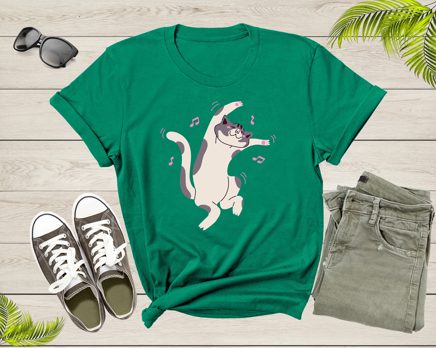 Cute Funny Dancing Cat Kitty Kitten Music Note For Men Women T-shirt Cat Lover Funny Cat Shirt Cat Lover Cat Owner Gift Pet Lover Shirt