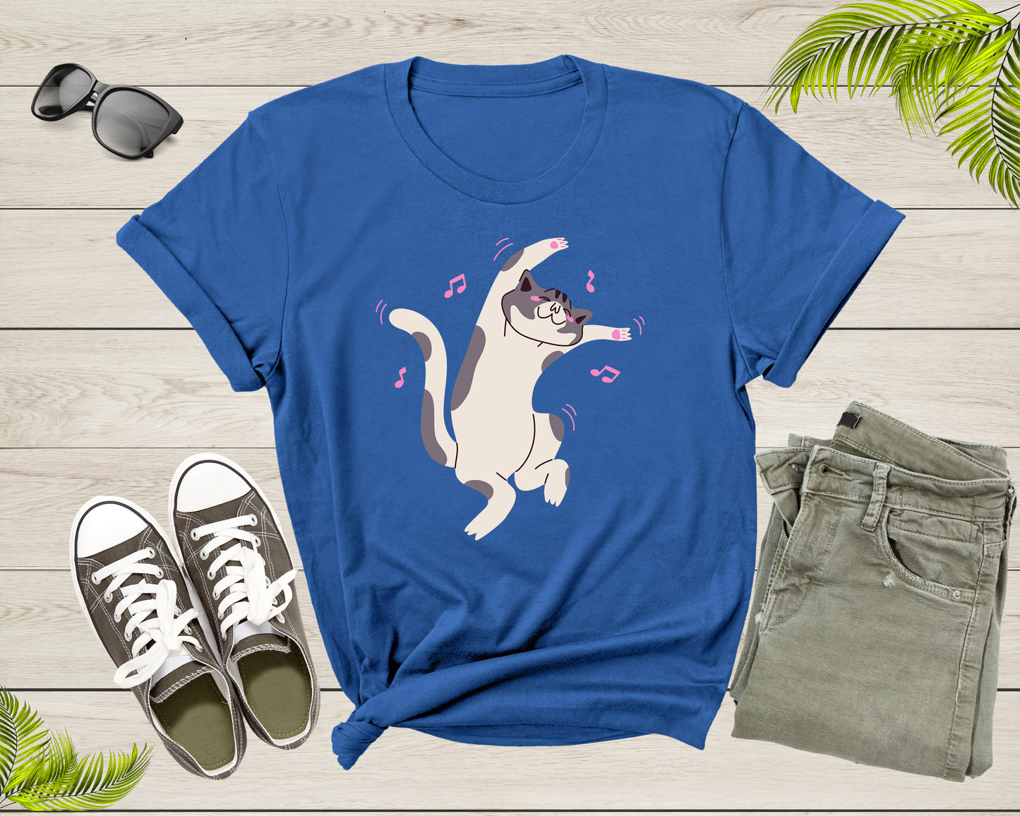 Cute Funny Dancing Cat Kitty Kitten Music Note For Men Women T-shirt Cat Lover Funny Cat Shirt Cat Lover Cat Owner Gift Pet Lover Shirt