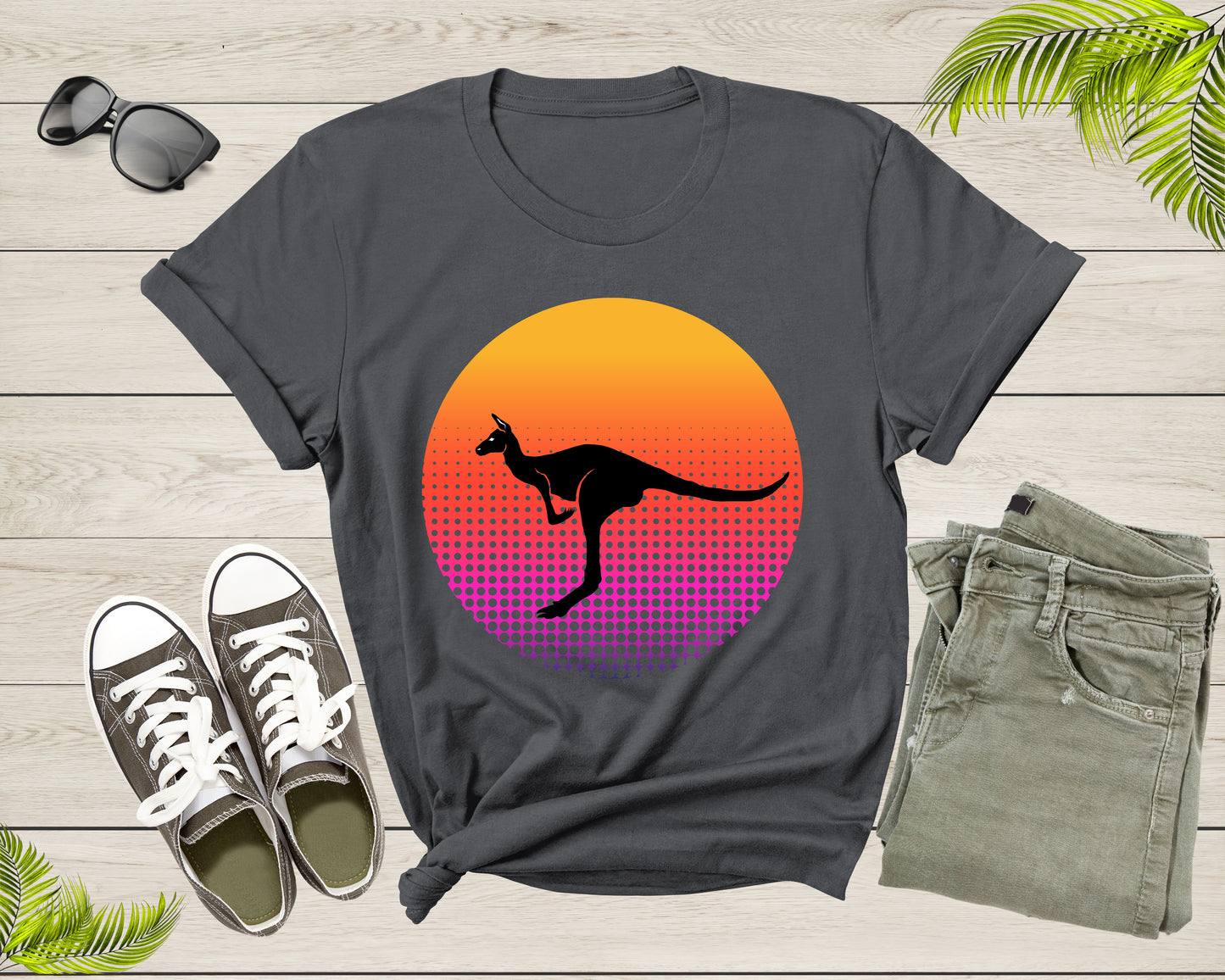 Cute Kangaroo Animal Silhouette at Sunset for Men Women Kids T-Shirt Kangaroo Lover Gift T Shirt for Men Women Kids Boys Girls Tshirt