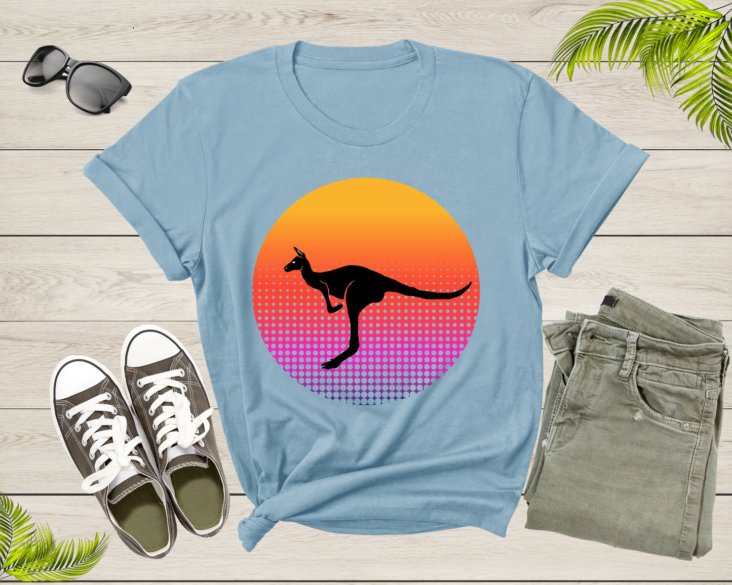 Cute Kangaroo Animal Silhouette at Sunset for Men Women Kids T-Shirt Kangaroo Lover Gift T Shirt for Men Women Kids Boys Girls Tshirt