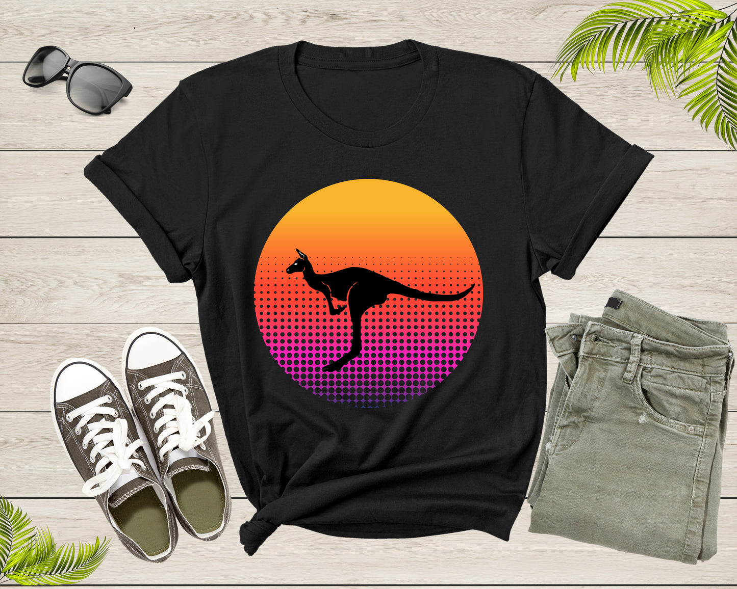 Cute Kangaroo Animal Silhouette at Sunset for Men Women Kids T-Shirt Kangaroo Lover Gift T Shirt for Men Women Kids Boys Girls Tshirt