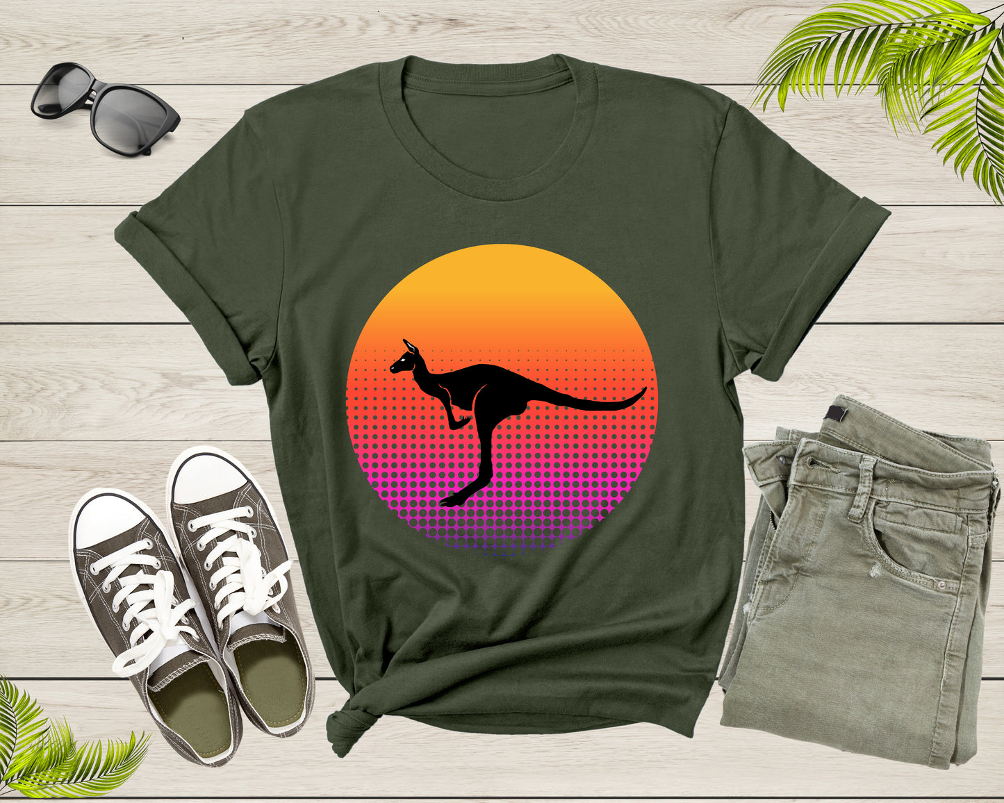 Cute Kangaroo Animal Silhouette at Sunset for Men Women Kids T-Shirt Kangaroo Lover Gift T Shirt for Men Women Kids Boys Girls Tshirt