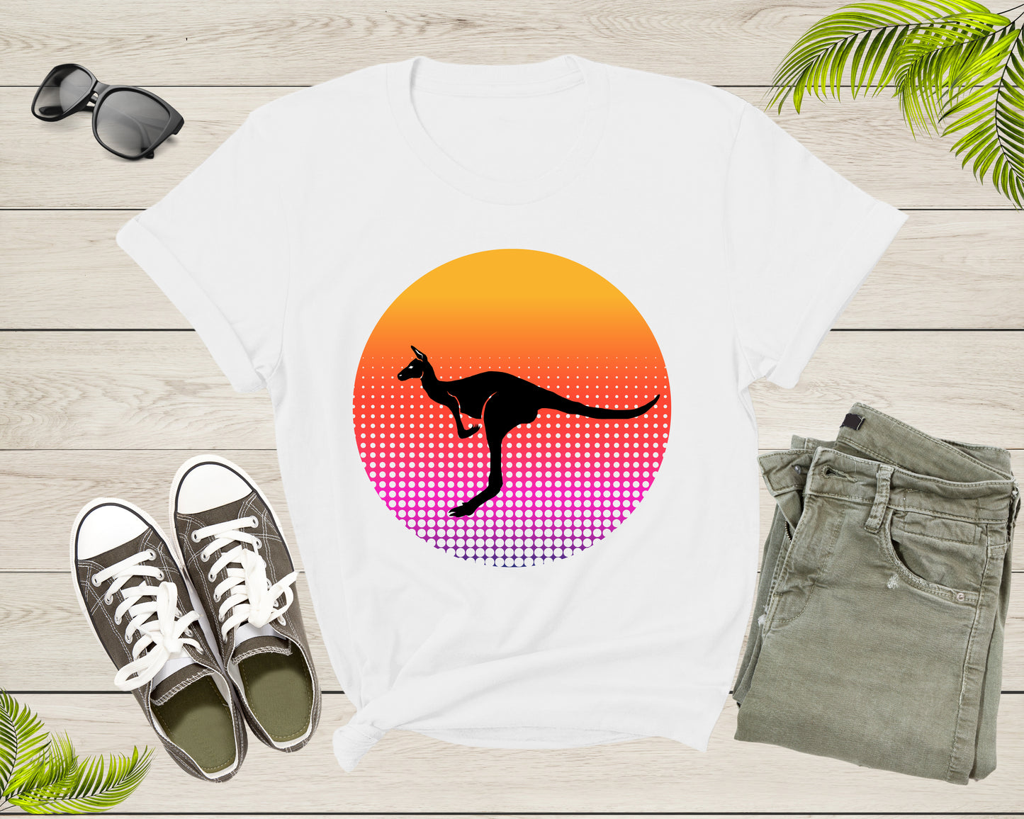 Cute Kangaroo Animal Silhouette at Sunset for Men Women Kids T-Shirt Kangaroo Lover Gift T Shirt for Men Women Kids Boys Girls Tshirt