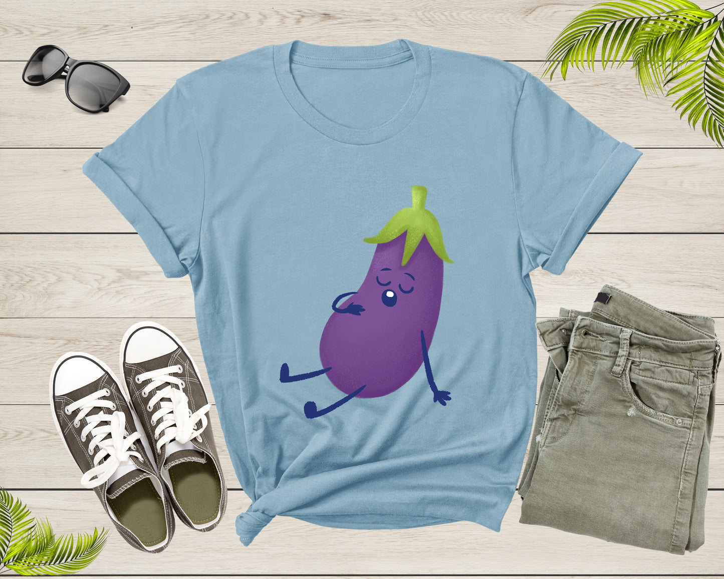 Cute Purple Sleeping Eggplant Vegetable Vegetarian Resting T-Shirt Eggplant Lover Gift T Shirt for Men Women Kids Boys Girls Graphic Tshirt