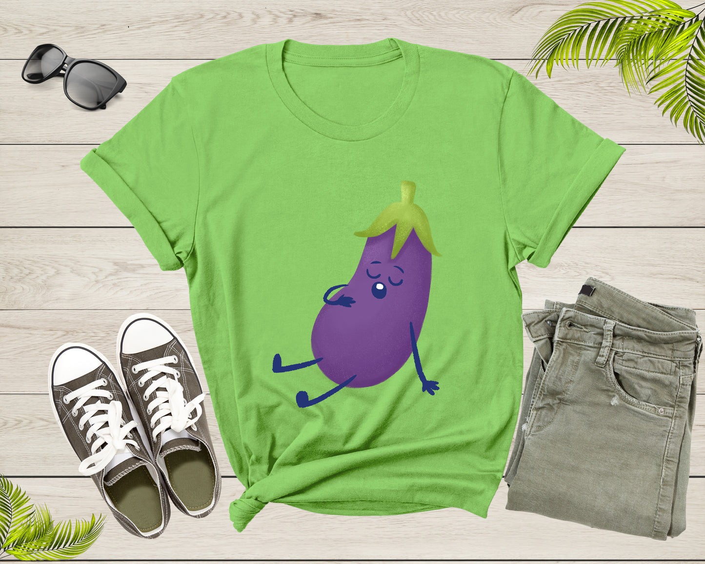 Cute Purple Sleeping Eggplant Vegetable Vegetarian Resting T-Shirt Eggplant Lover Gift T Shirt for Men Women Kids Boys Girls Graphic Tshirt