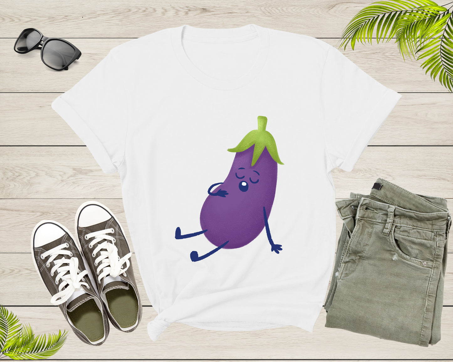 Cute Purple Sleeping Eggplant Vegetable Vegetarian Resting T-Shirt Eggplant Lover Gift T Shirt for Men Women Kids Boys Girls Graphic Tshirt
