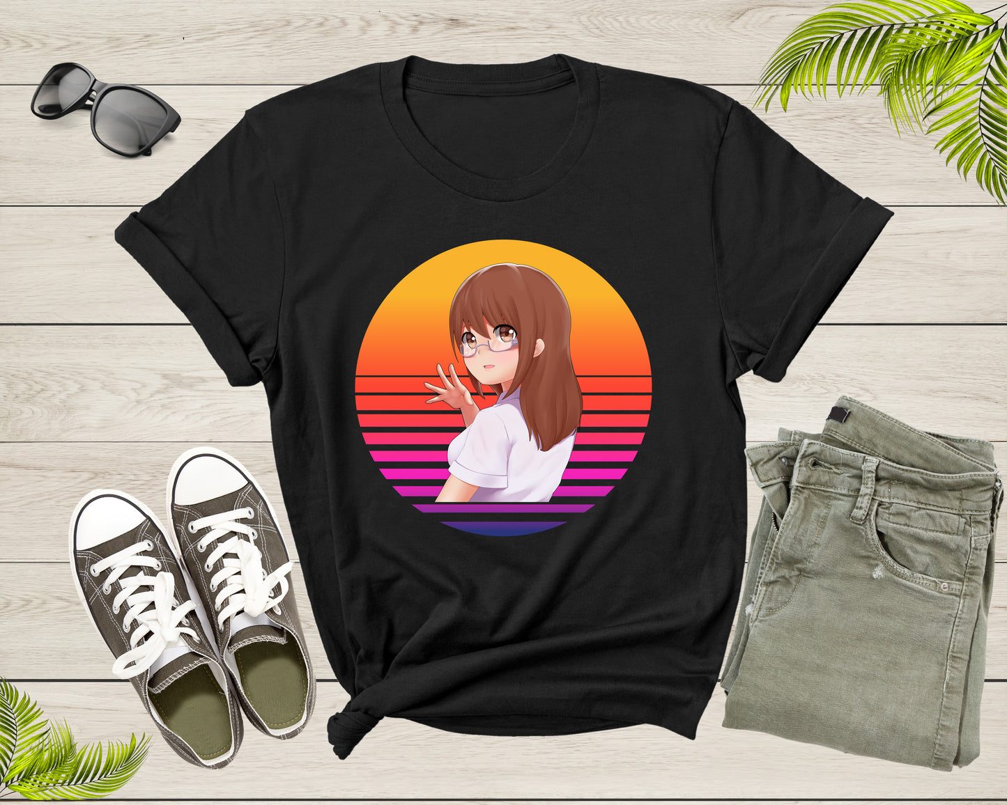 Beautiful Japanese Retro Anime Girl Manga Design T-shirt For Men Women Cute Anime Shirt For Kids Teens Boys Girls Teenager Anime Gift Tshirt