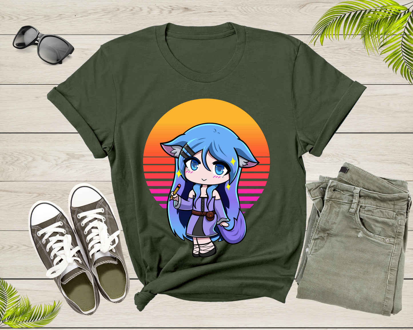 Beautiful Japanese Anime Girl Student Manga Holds Pencil T-shirt Anime Shirt For Men Women Kids Boys Girls Teen Anime Girl Gift Tshirt