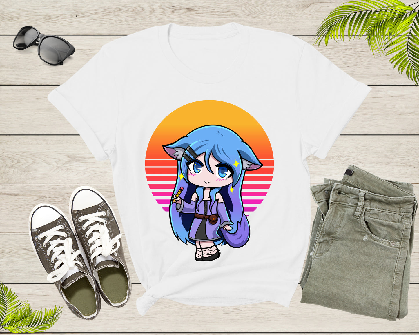 Beautiful Japanese Anime Girl Student Manga Holds Pencil T-shirt Anime Shirt For Men Women Kids Boys Girls Teen Anime Girl Gift Tshirt