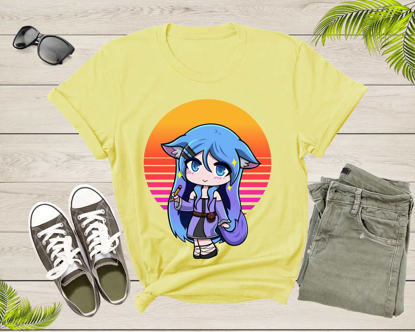 Beautiful Japanese Anime Girl Student Manga Holds Pencil T-shirt Anime Shirt For Men Women Kids Boys Girls Teen Anime Girl Gift Tshirt