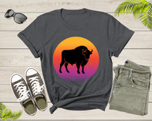 Load image into Gallery viewer, Cool Bull Cattle Animal Silhouette Farm Animal at Sunset T-Shirt Bull Shirt for Men Women Kids Boys Girls Teens Graphic Animal Gift Tshirt