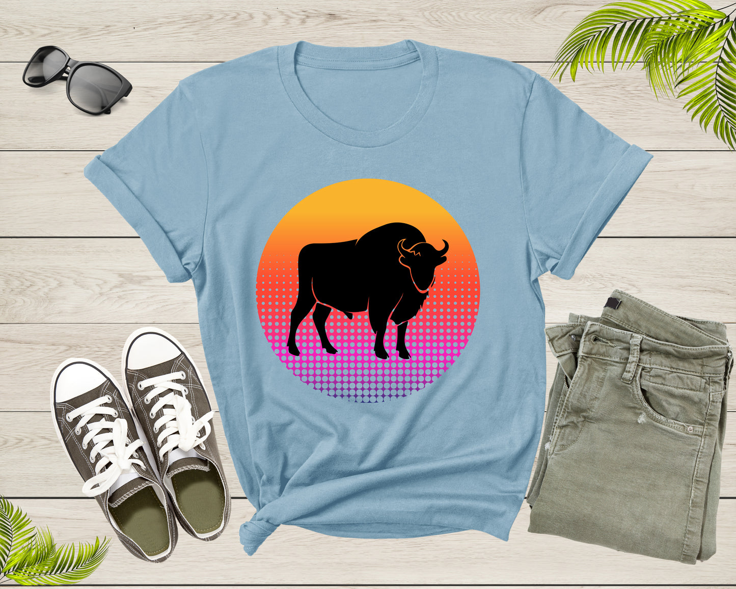 Cool Bull Cattle Animal Silhouette Farm Animal at Sunset T-Shirt Bull Shirt for Men Women Kids Boys Girls Teens Graphic Animal Gift Tshirt
