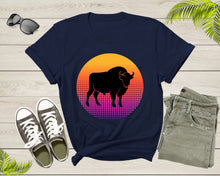 Load image into Gallery viewer, Cool Bull Cattle Animal Silhouette Farm Animal at Sunset T-Shirt Bull Shirt for Men Women Kids Boys Girls Teens Graphic Animal Gift Tshirt