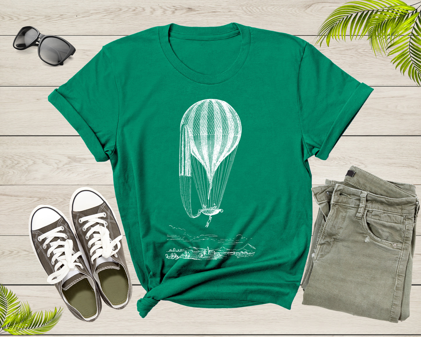 Black White Hot Air Balloon Art Drawing Flying In The Sky T-shirt Hot Balloon Lover Shirt For Men Women Kids Boys Girls Teens Gift Tshirt