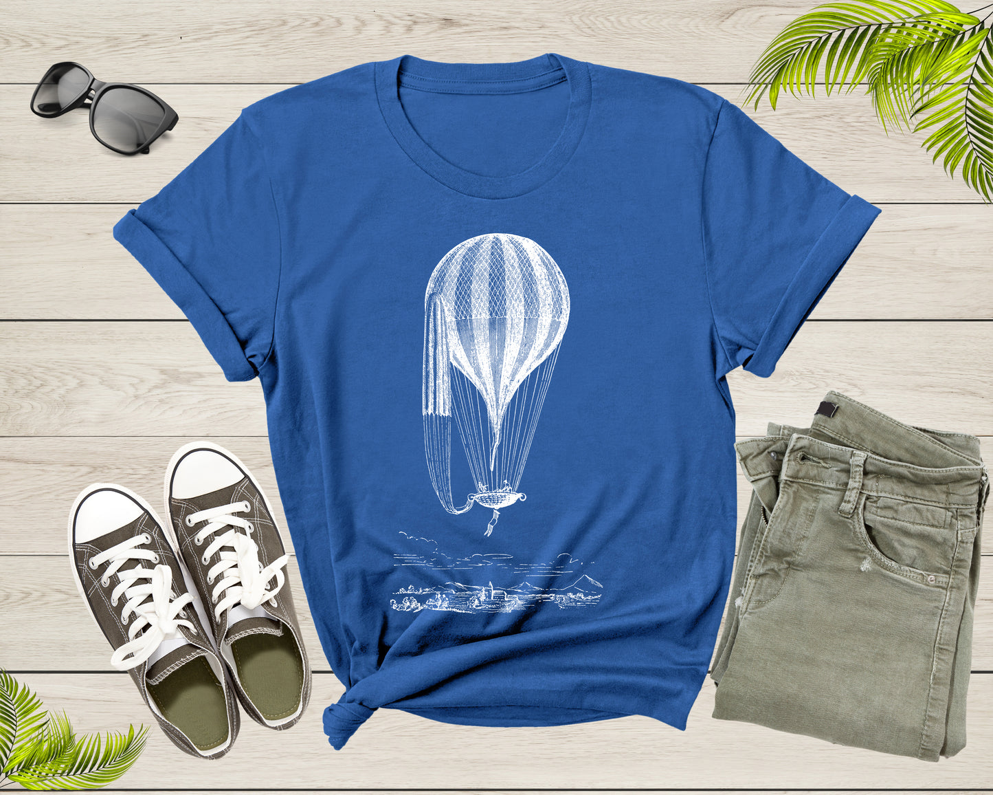 Black White Hot Air Balloon Art Drawing Flying In The Sky T-shirt Hot Balloon Lover Shirt For Men Women Kids Boys Girls Teens Gift Tshirt