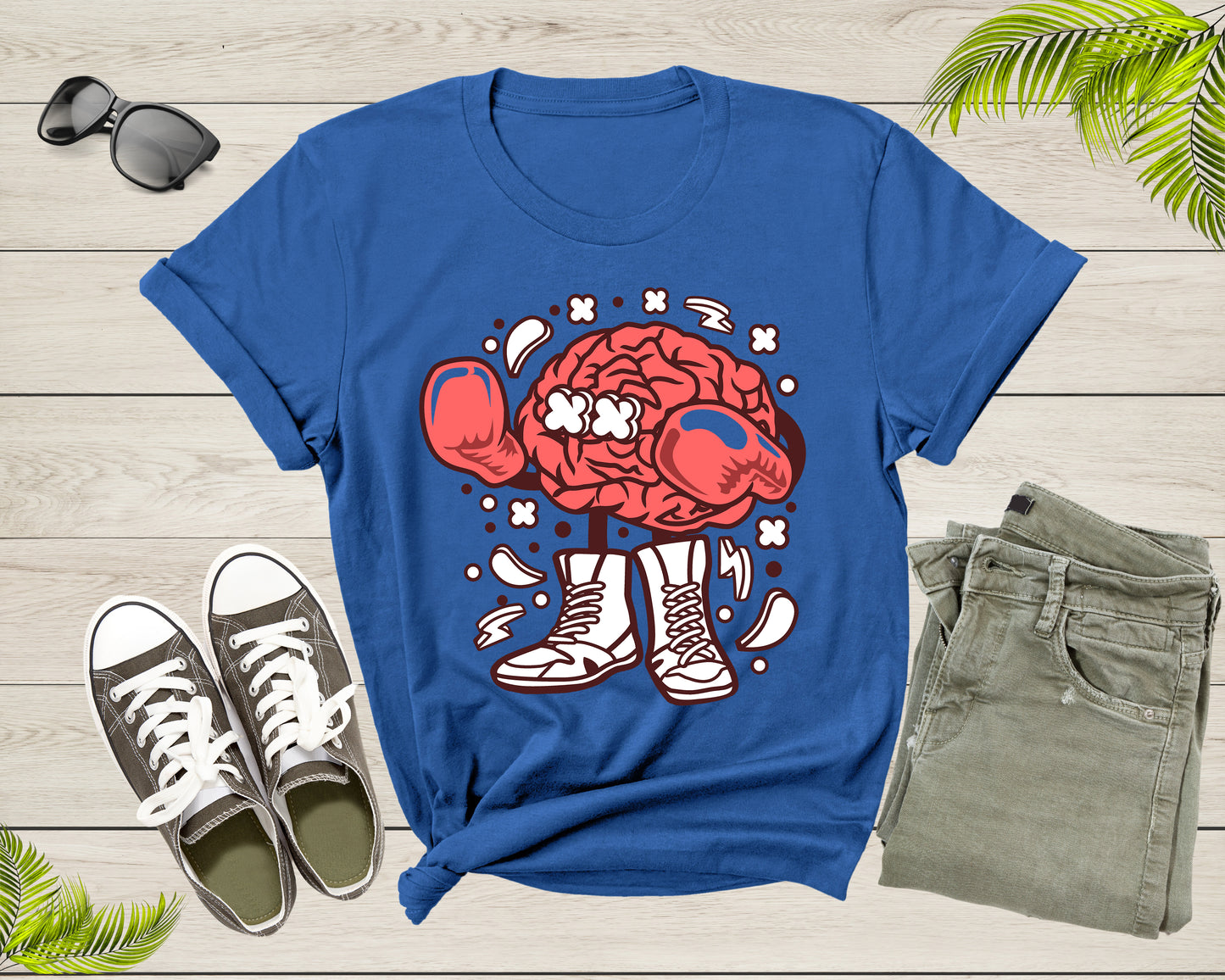 Boxer Brain Tshirt Fighter Boxing with Gloves and Shoes Men Women T-Shirt Boxing Lover Gift for Men Women Kids Teens Boys Girls Shirt