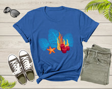 Load image into Gallery viewer, Bright Red Blue Coral Seaweed Marine Life Sea Life Starfish T-Shirt Coral Reef Shirt for Men Women Kids Boys Girls Teens Graphic Tshirt