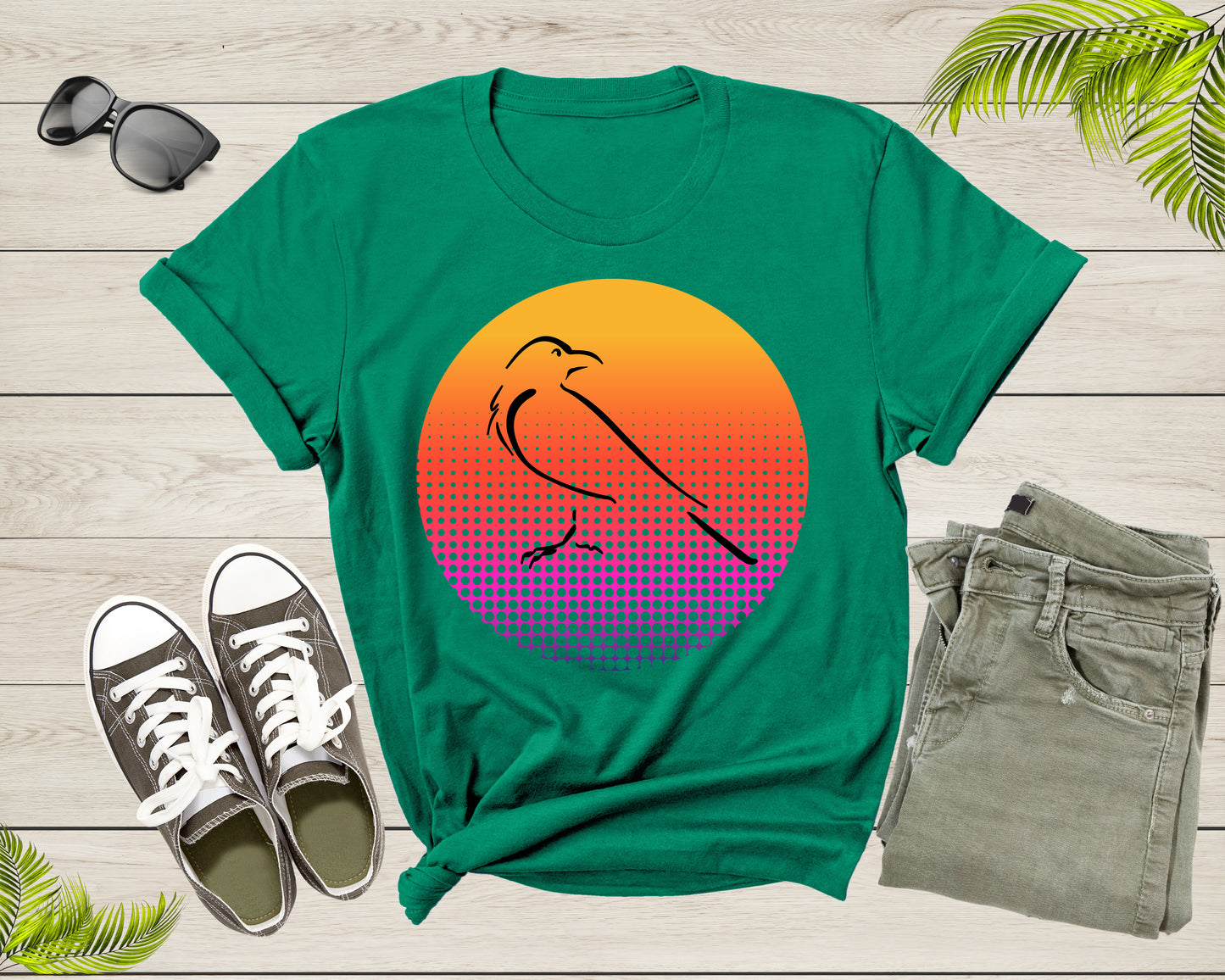 Black Crow Bird Silhouette At Sunset Wildlife Nature Animal T-shirt Crow Lover Gift Shirt For Men Women Kids Crow Themed Graphic Tshirt