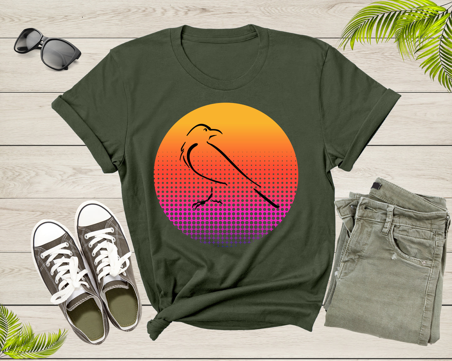 Black Crow Bird Silhouette At Sunset Wildlife Nature Animal T-shirt Crow Lover Gift Shirt For Men Women Kids Crow Themed Graphic Tshirt