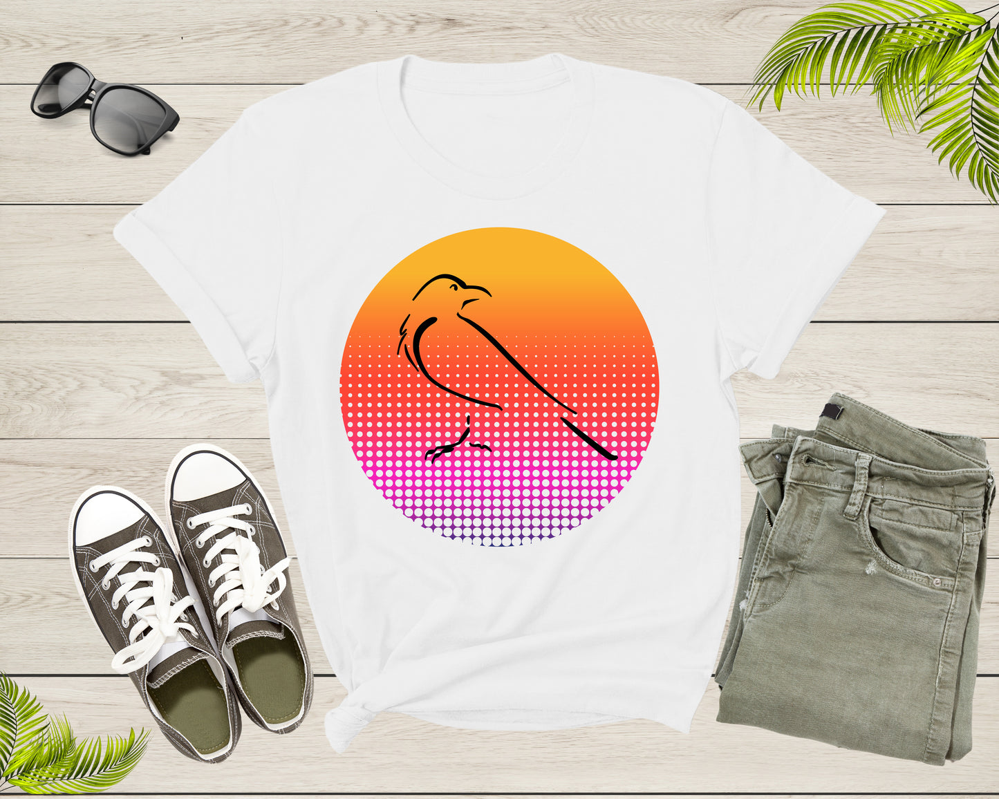 Black Crow Bird Silhouette At Sunset Wildlife Nature Animal T-shirt Crow Lover Gift Shirt For Men Women Kids Crow Themed Graphic Tshirt