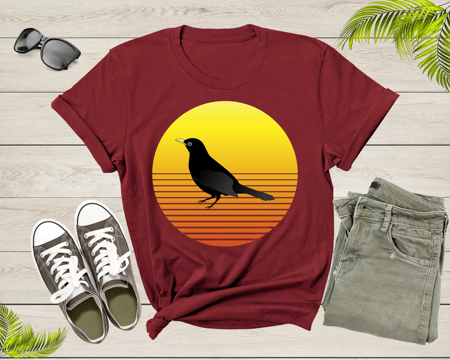 Black Crow Bird Silhouette At Sunset Wildlife Nature Animal T-shirt Crow Lover Gift Shirt For Men Women Kids Crow Themed Graphic Tshirt