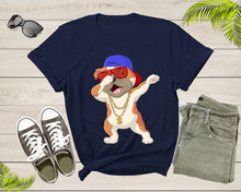 Load image into Gallery viewer, Cool Dabbing Dancing Dog Wearing Sunglasses Hat Necklace T-Shirt Dabbing Puppy Shirt for Men Women Kids Boys Girls Teens Graphic Gift Tshirt