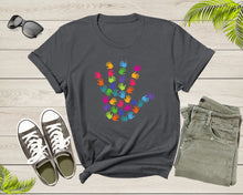Load image into Gallery viewer, Colorful Human Hands Palms Showing Waving Hands Help Hand T-Shirt Colorful Hand Graphic Shirt for Men Women Kids Boys Girls Teens Tshirt