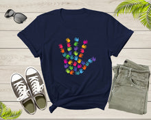 Load image into Gallery viewer, Colorful Human Hands Palms Showing Waving Hands Help Hand T-Shirt Colorful Hand Graphic Shirt for Men Women Kids Boys Girls Teens Tshirt